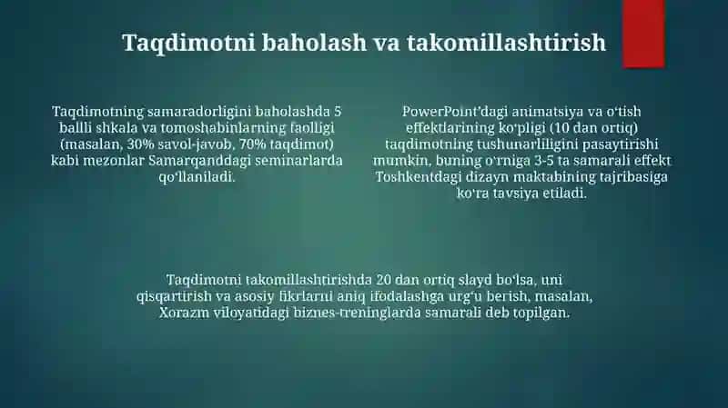 PowerPointning Xususiyatlari va Imkoniyatlari 4