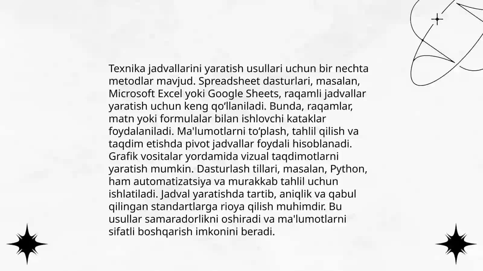 KBK jadvali yordamida texnikaga oid jadvallarni sistemalashtirish 4