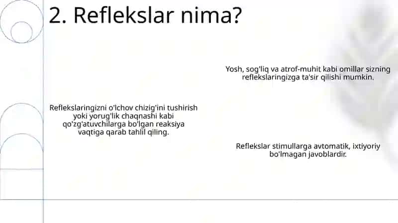 Orqa miya reflekslarini analiz qilish 4