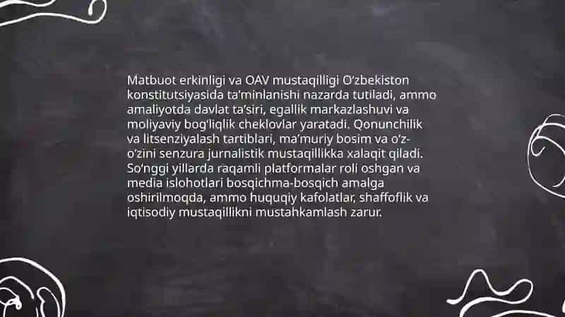 Oʻzbekiston Respublikasida axborot vositalarining faoliyati 4