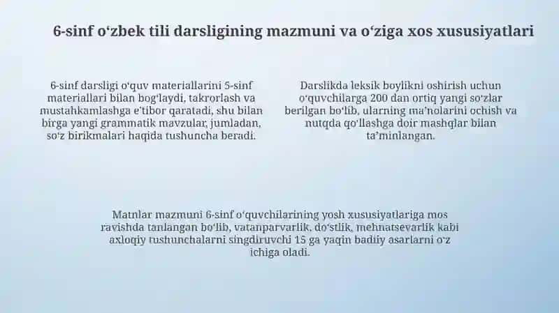 6-sinf ona tili darsligi mazmuniga oid mashq namunalari(5ta) va metodik tafsiya 4