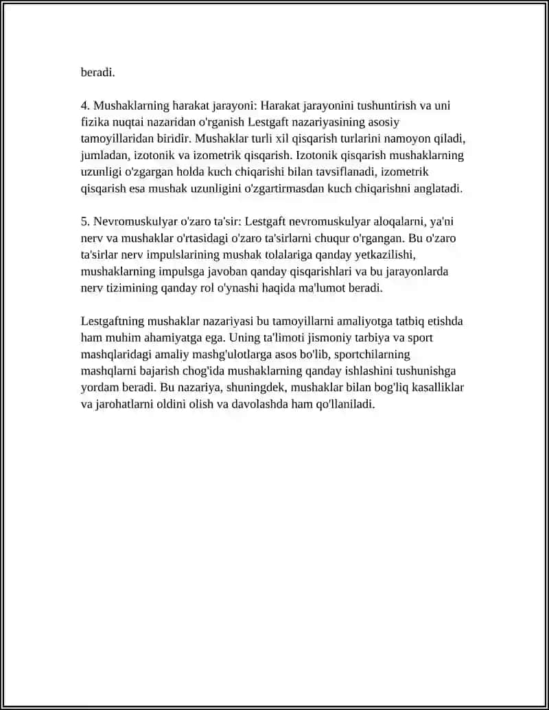 LESTGAFT MUSHAKLAR TO'G'RISIDAGI TA'LIMOTI 4