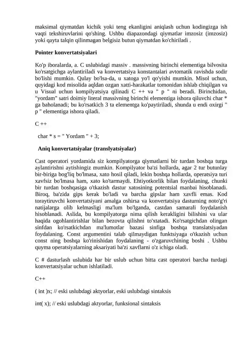 Arifmetik tiplarni konvertatsiya qilish 4
