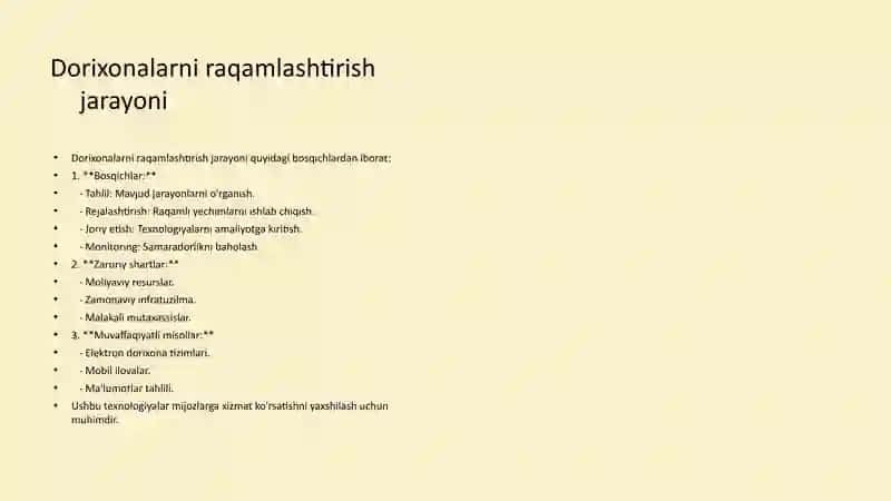 Dorixonalar uchun raqamli texnologiyalar 4