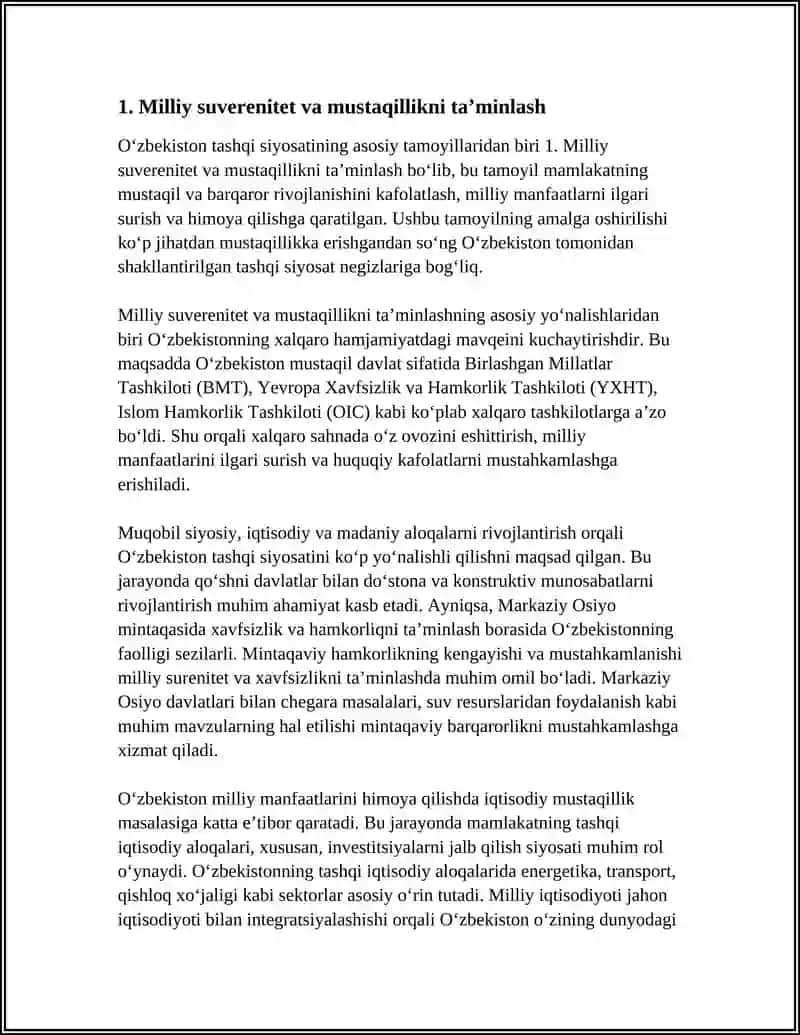 O‘zbekiston Tashqi Siyotining Asosiy Tamoyillari 4