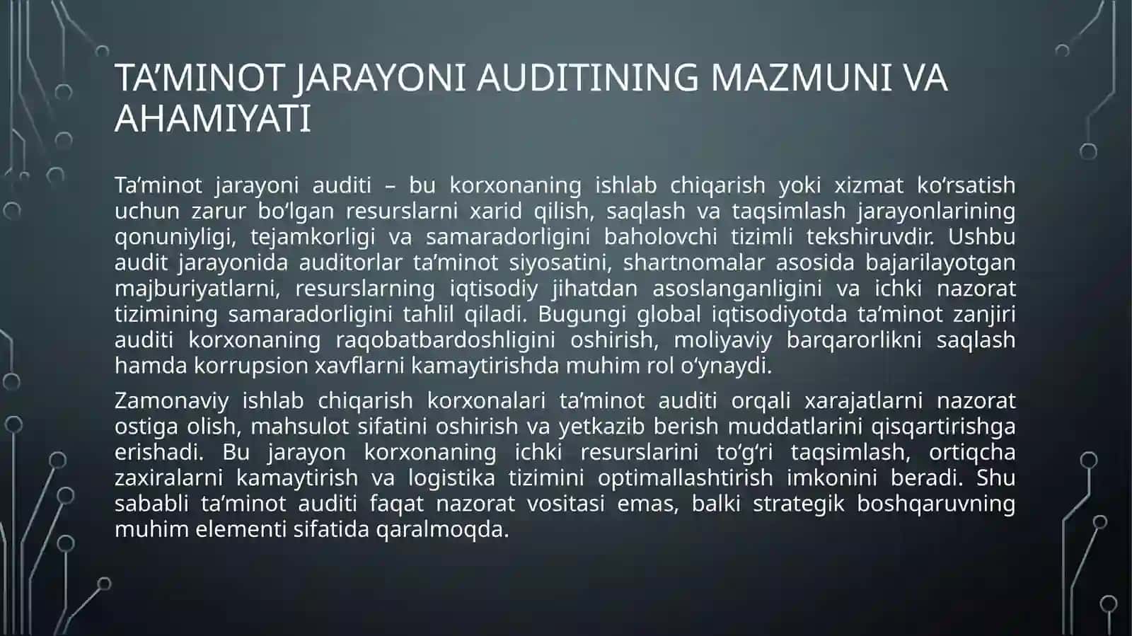Ta’minot jarayoni auditini tashkil qilish 4