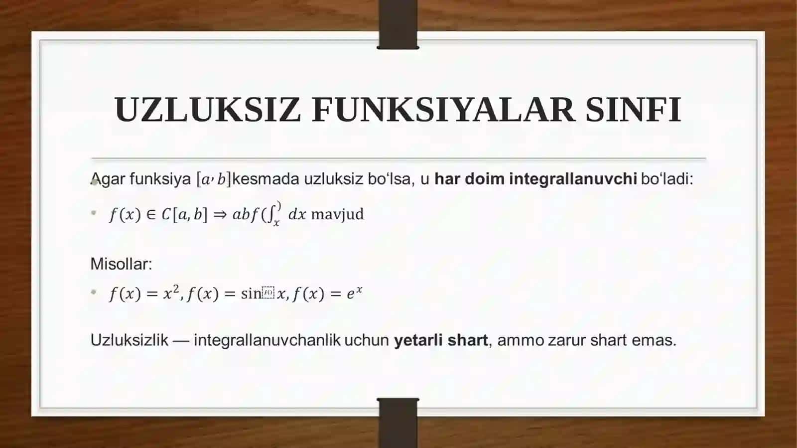 Integrallanuvchifunksiyalar sinfi va integralning asosiy xossalari 4