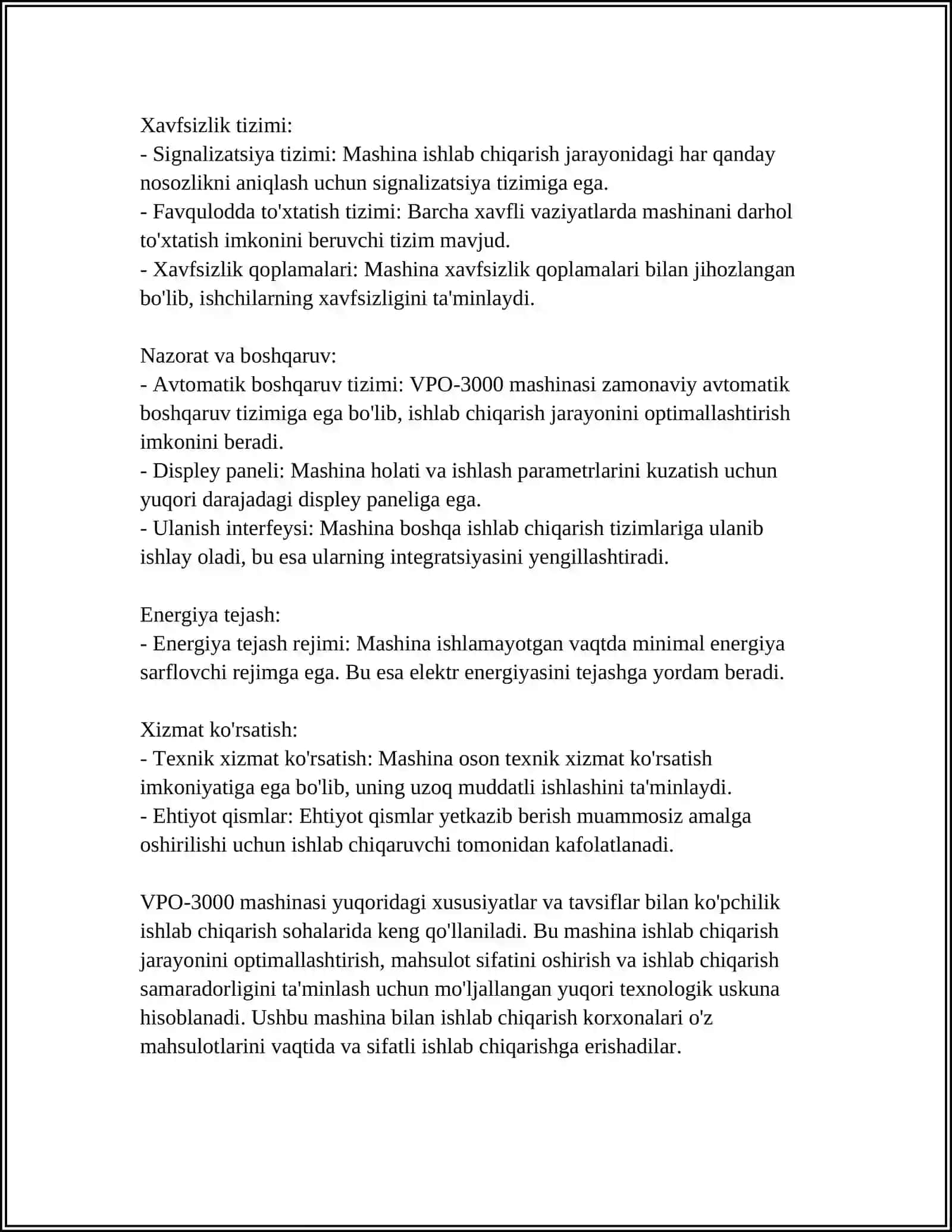 "VPO-3000" MASHINALARI HAQIDA TUSHUNCHA 4