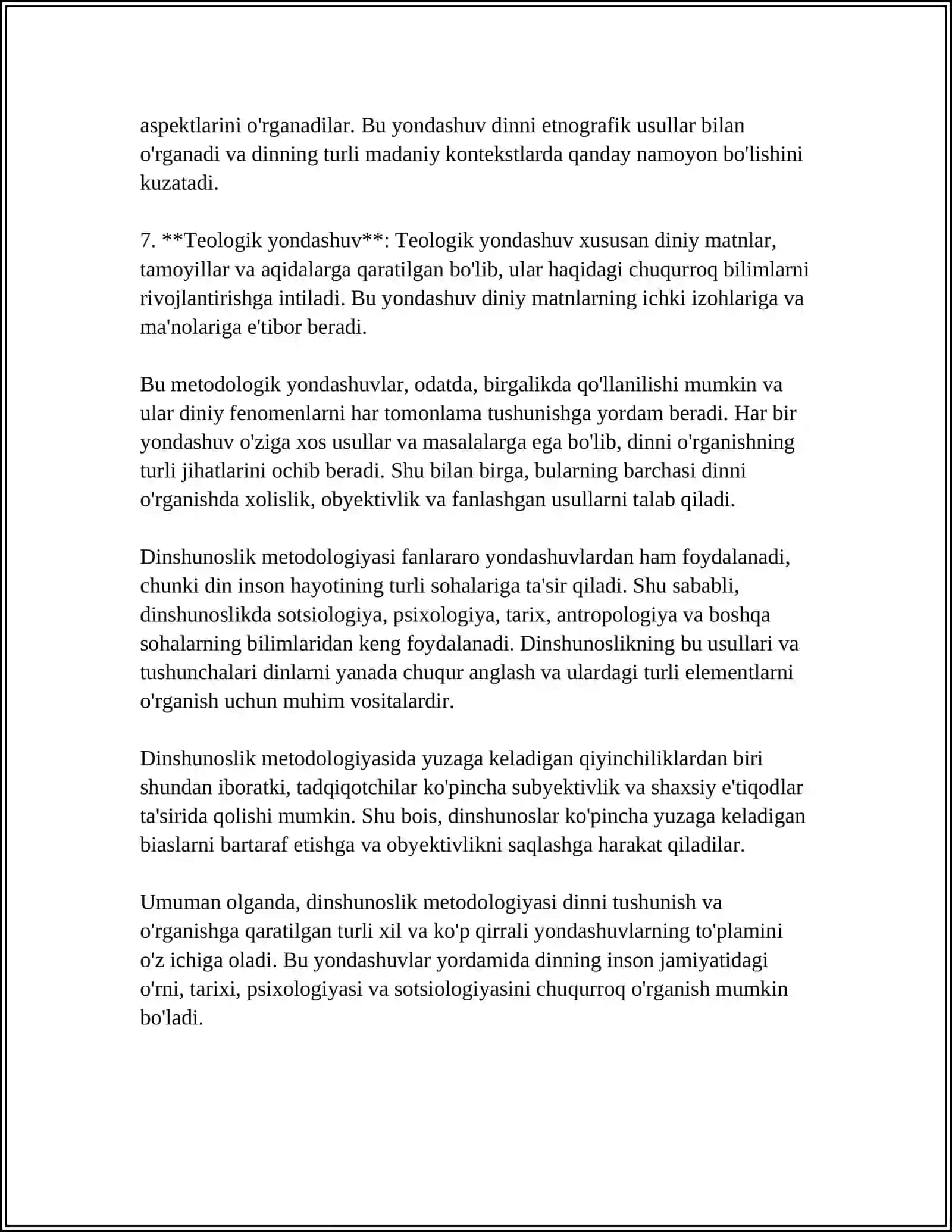 DINSHUNOSLIK METODOLOGIYASI VA DINLARNING TASNIFI 4
