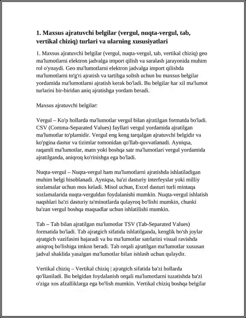 Geo Ma'lumotlarni Elektron Jadvalga Import Qilish va Saralash Usullari 4