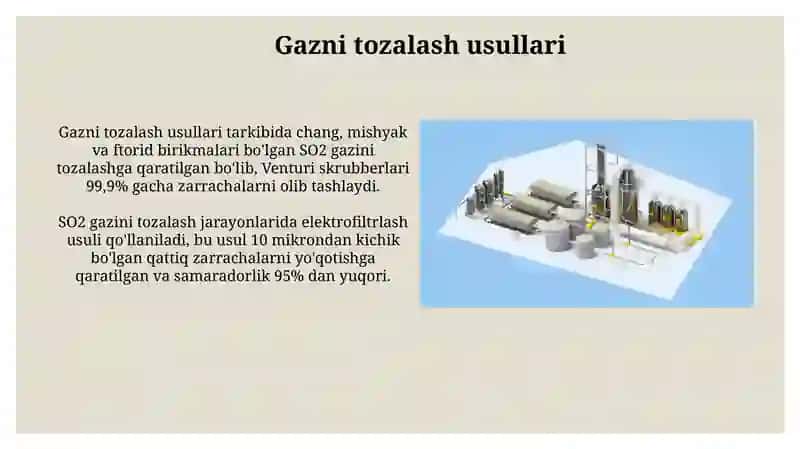 Sulfat kislota ishlab chiqarishning texnologik sxemalari turlarini kontakt usuli bilan taqqoslash 4