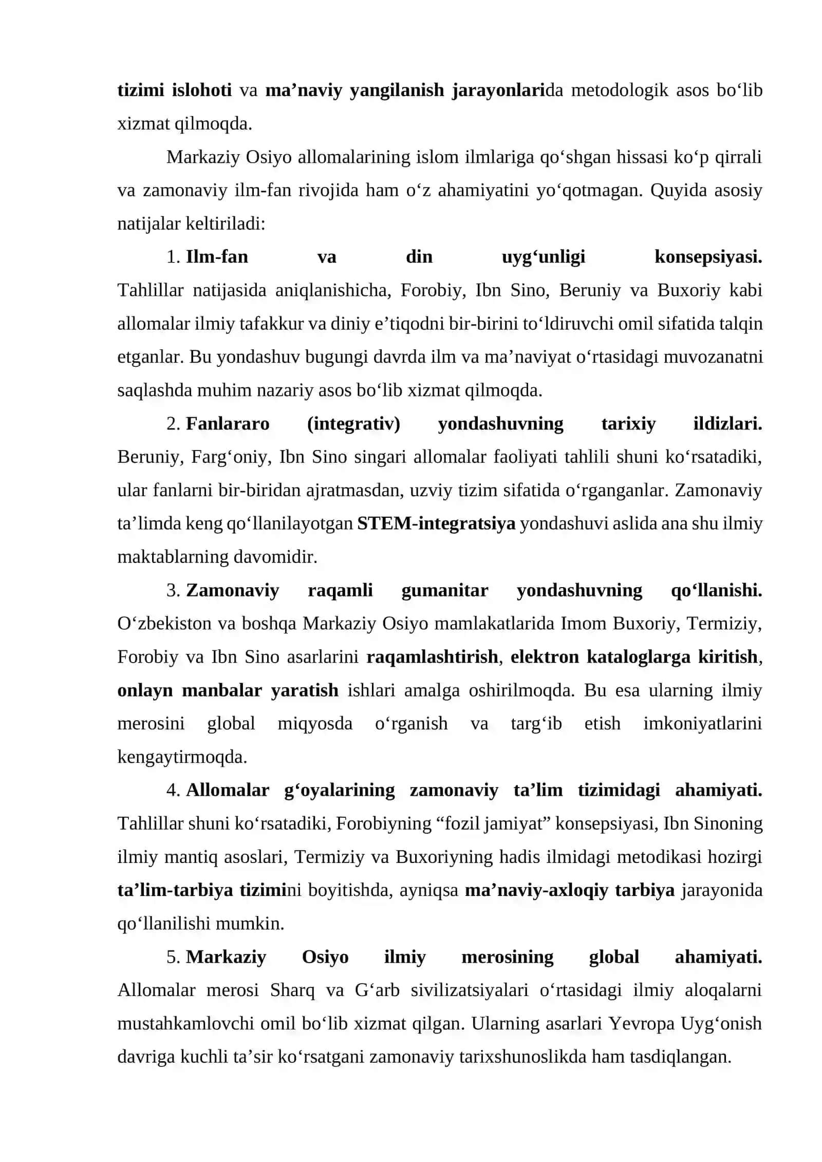 Markaziy Osiyo allomalarining islom ilmlariga qoʻshgan xissasi va ularning ahamiyati. 4