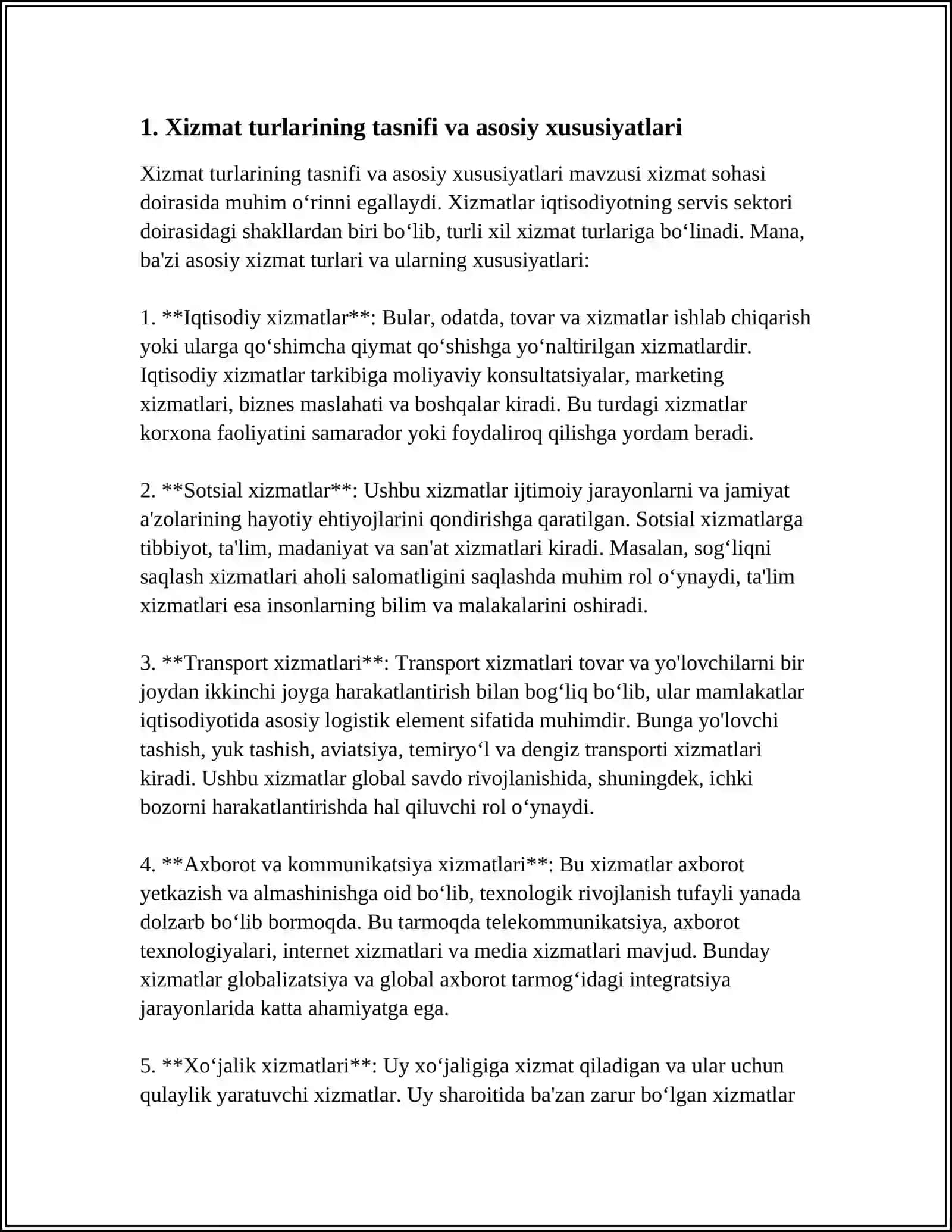 XIZMAT TURLARI VA ULARNI AMALGA OSHIRISH HUSUSIYATLARI 4