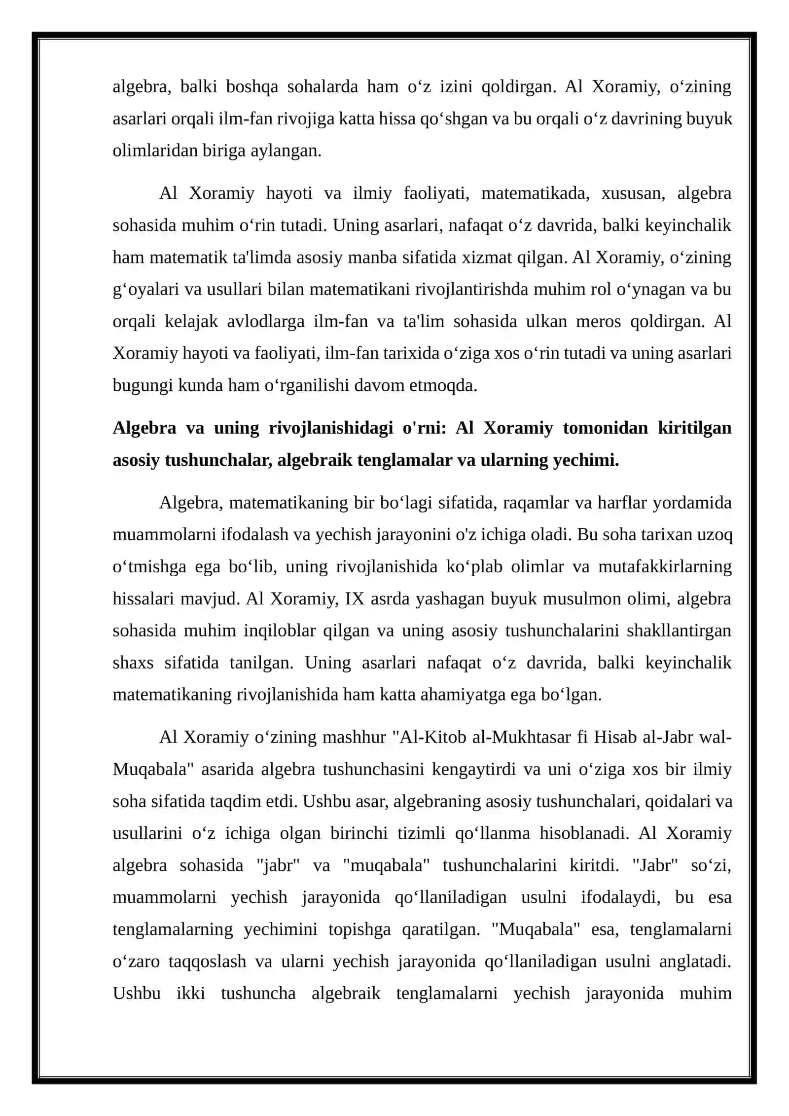 Al Xoramiy va algebra 4