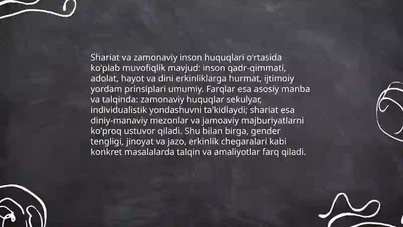 Islomda inson huquqlari va erkinliklari ta'minlashning o'ziga xos jihatlari 4
