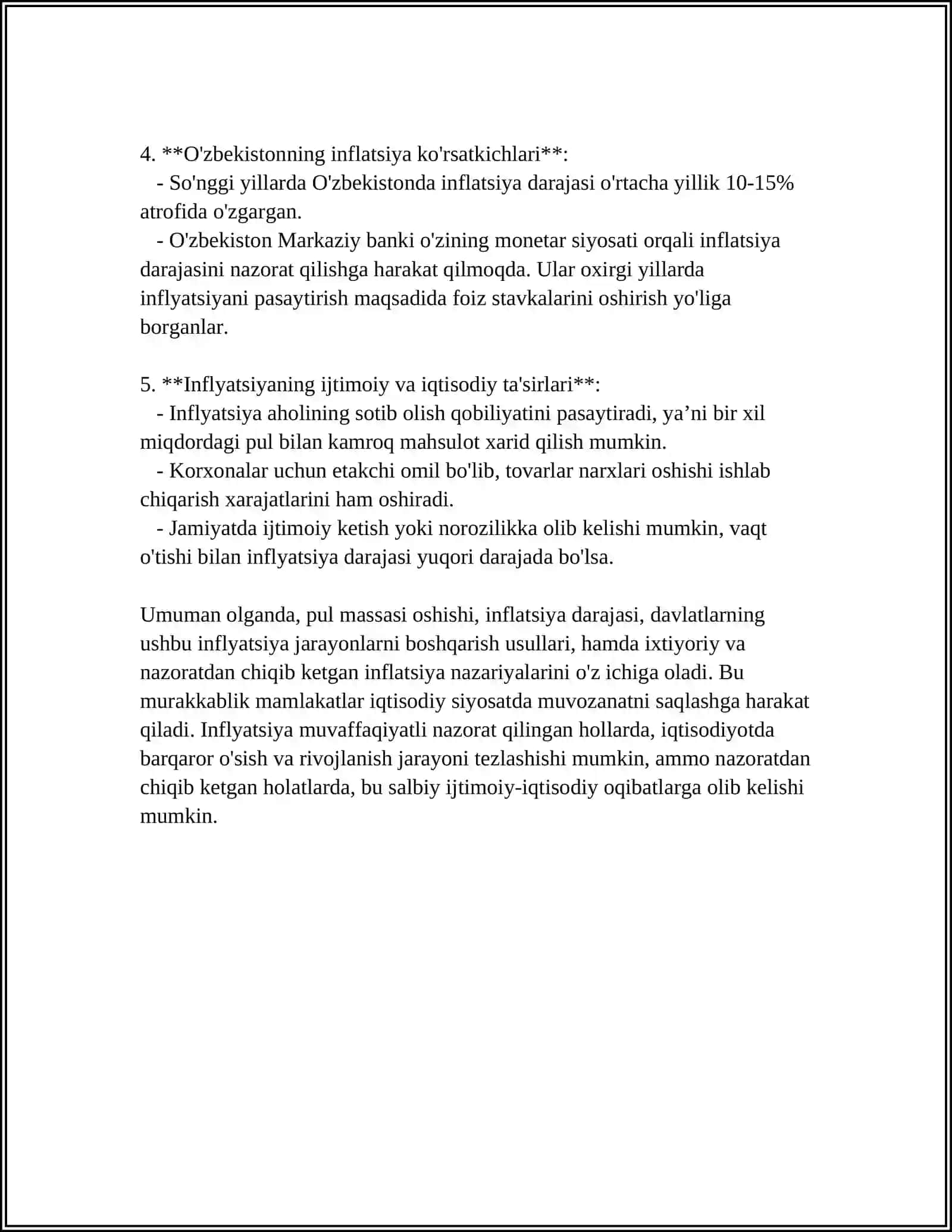 O'ZBEKISTONDA INFLYATSIYANING SABABLARI VA HUSUSIYATLARI 4