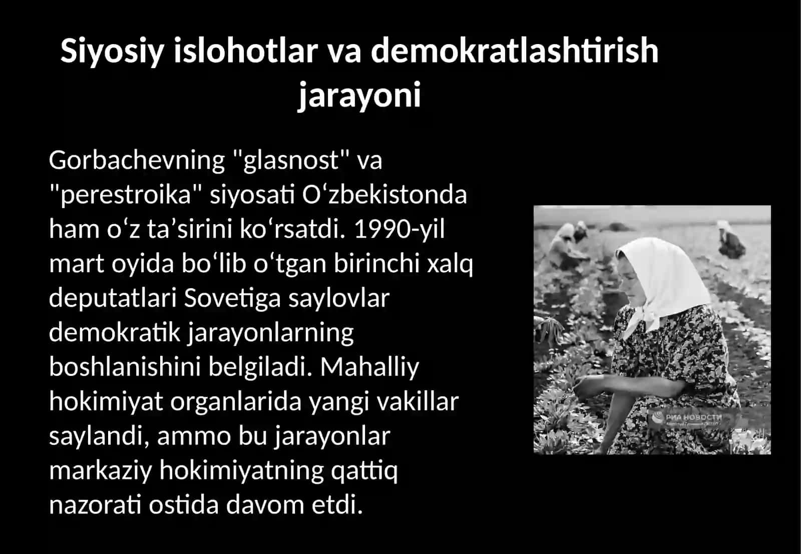 Qayta qurish yillarda Oʻzbekistondagi ijtimoiy siyosiy vaziyat 4