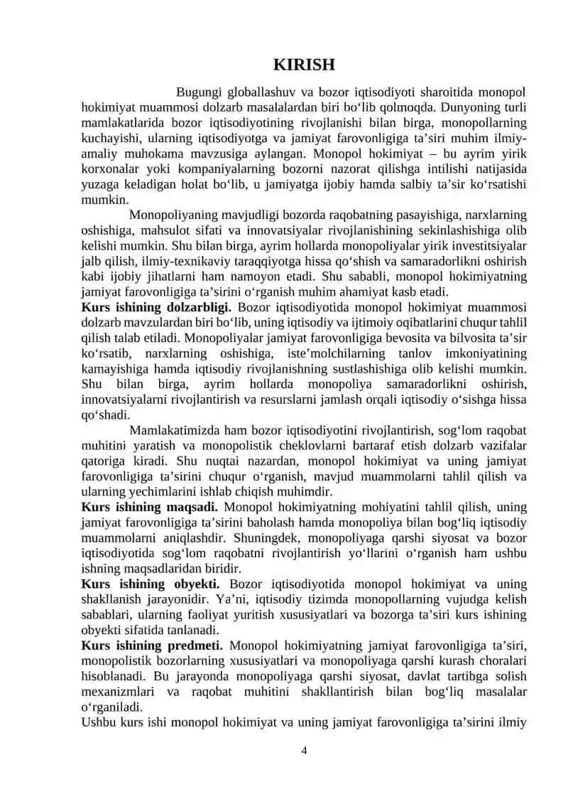 Monopol hokimiyat va jamiyat farovonligi 4