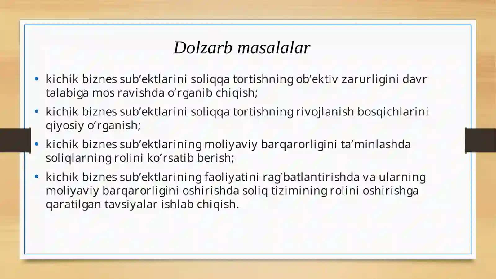 Soliqsiyosati va kichik biznes va xususiy tadbirkorlik 4
