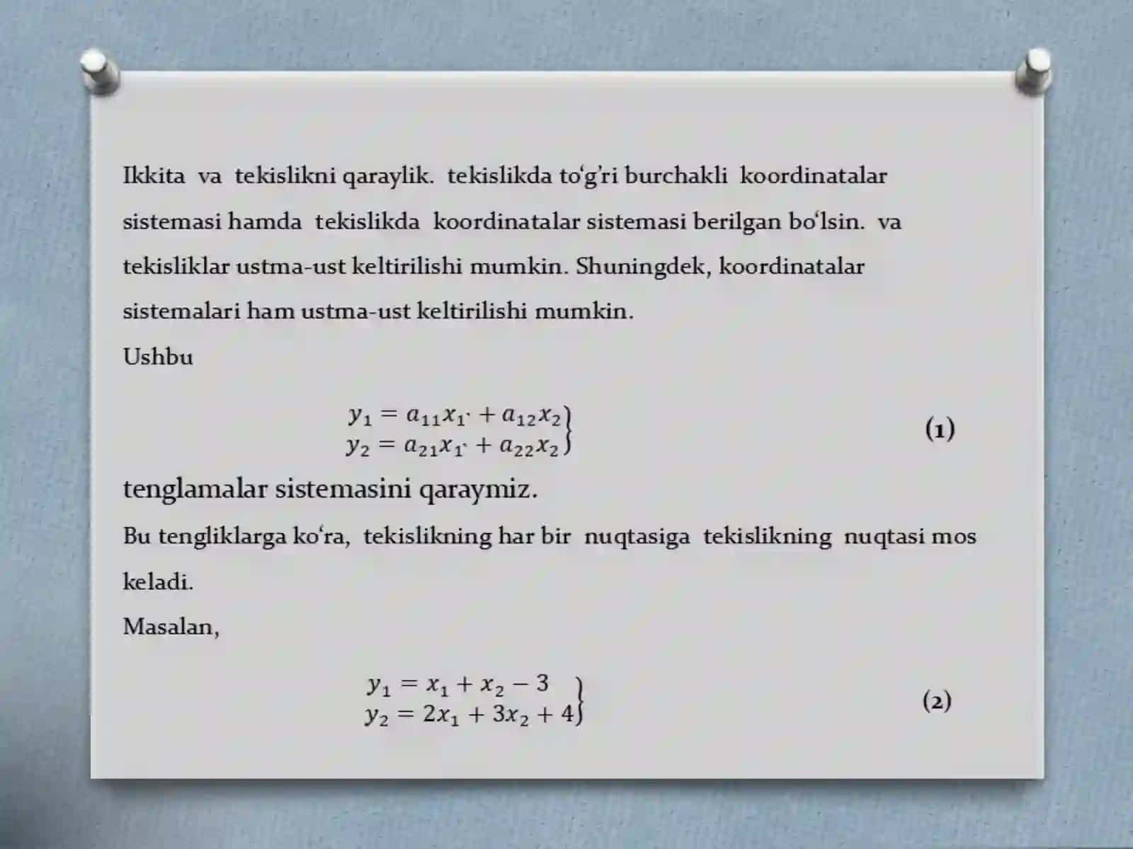 Chiziqli almashtirishlarning xos son va xos vektorlari 4
