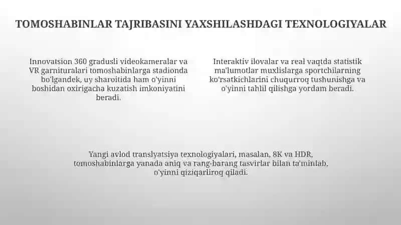 Innovatsiyalarning sportchilar va tomoshabinlar hayotiga ta'siri 4