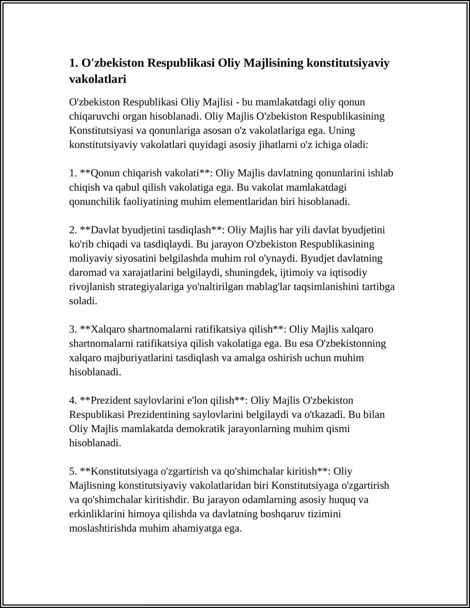 OZBEKISTON RESPUBLIKASI OLIY MAJLISI VAKOLATLARI 4