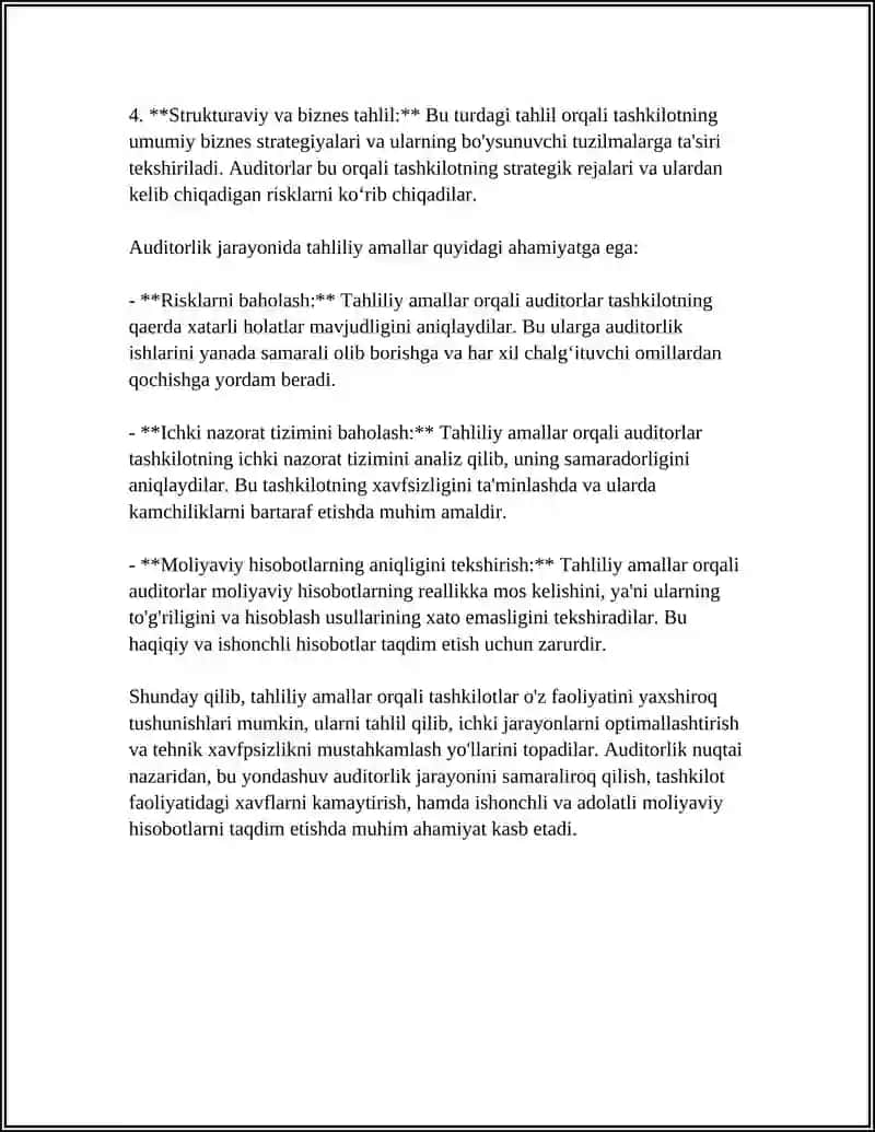 TASHKILOTLARDA TAHLILIY AMALLAR VA ULARNING AUDITDAGI O'RNI 4