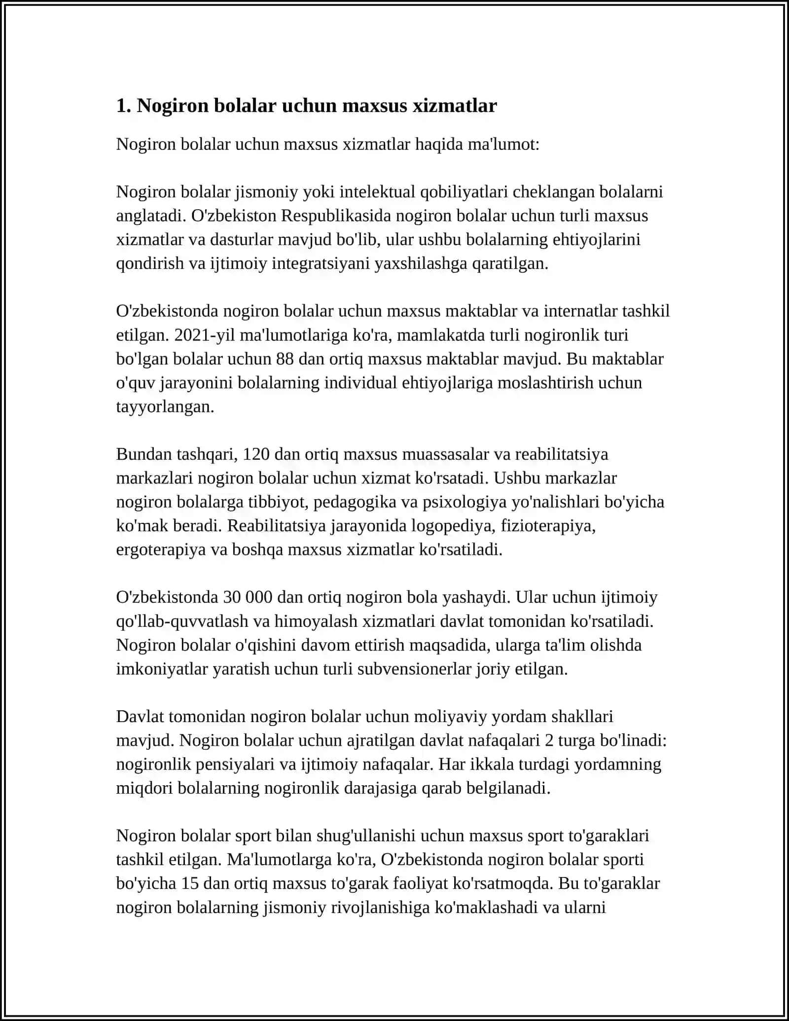 Nogiron bolalar uchun maxsus xizmatlar 4