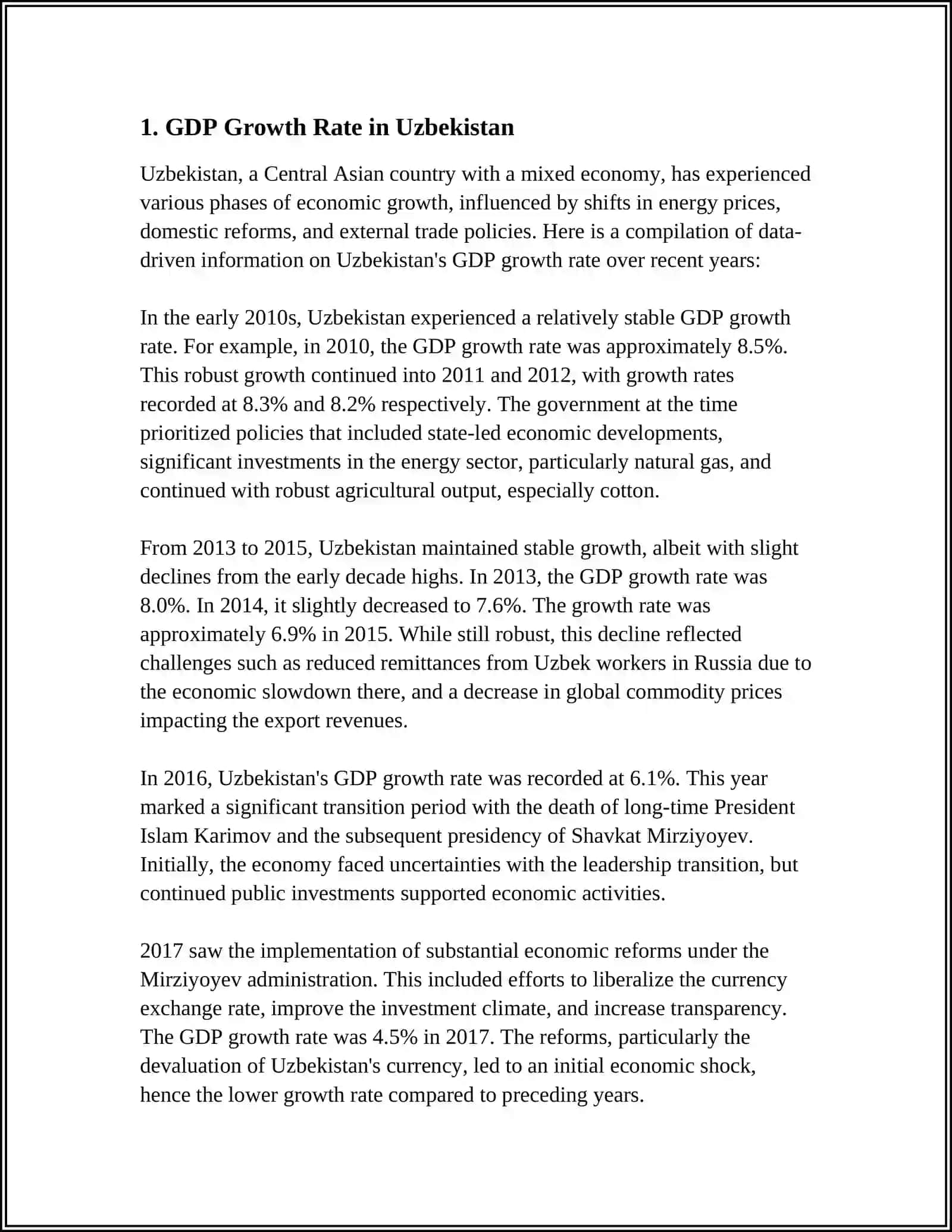 ECONOMIC INDICATORS OF GROSS DOMESTIC PRODUCT IN UZBEKISTAN 4