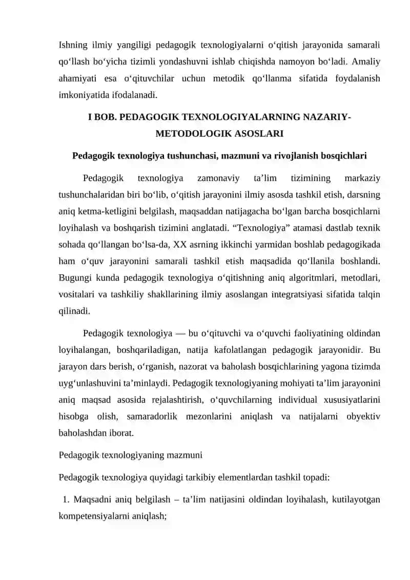 Pedagogik texnologiyalar va ularni o'qitish jarayonida qo'llashning pedagogik asoslari 4