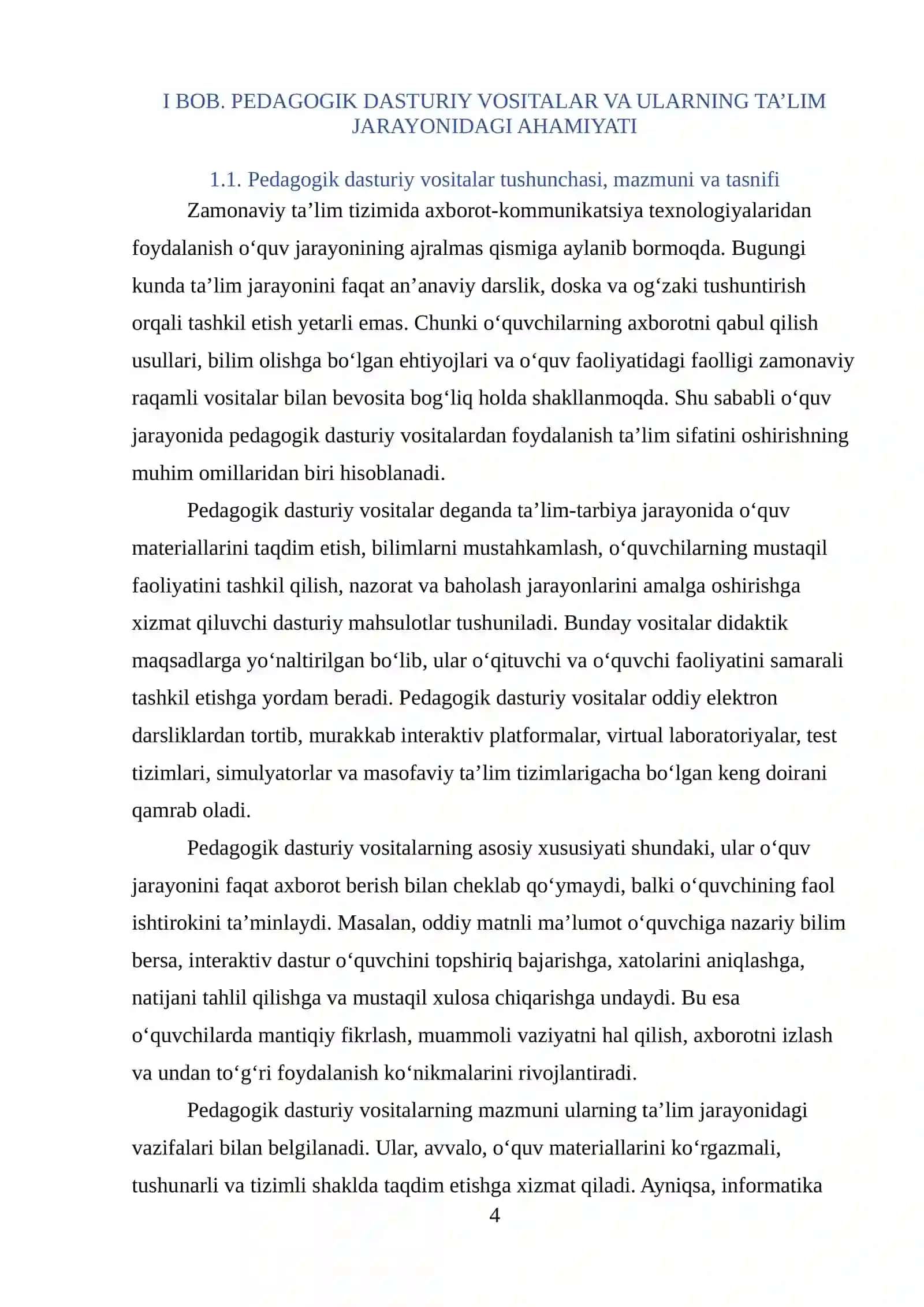 PEDAGOGIK DASTURIY VOSITALAR YORDAMIDA INFORMATIKA FANINI O‘QITISH SAMARADORLIGINI OSHIRISH 4
