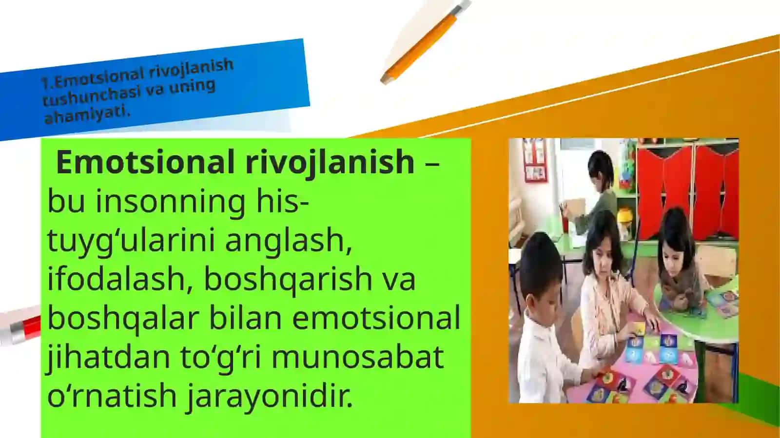 "3-7 yoshli bolalarda emotsional rivojlanishni qo‘llab quvvatlashning pedagogik-psixologik shart-sharoitlari" Malaka ishi 4