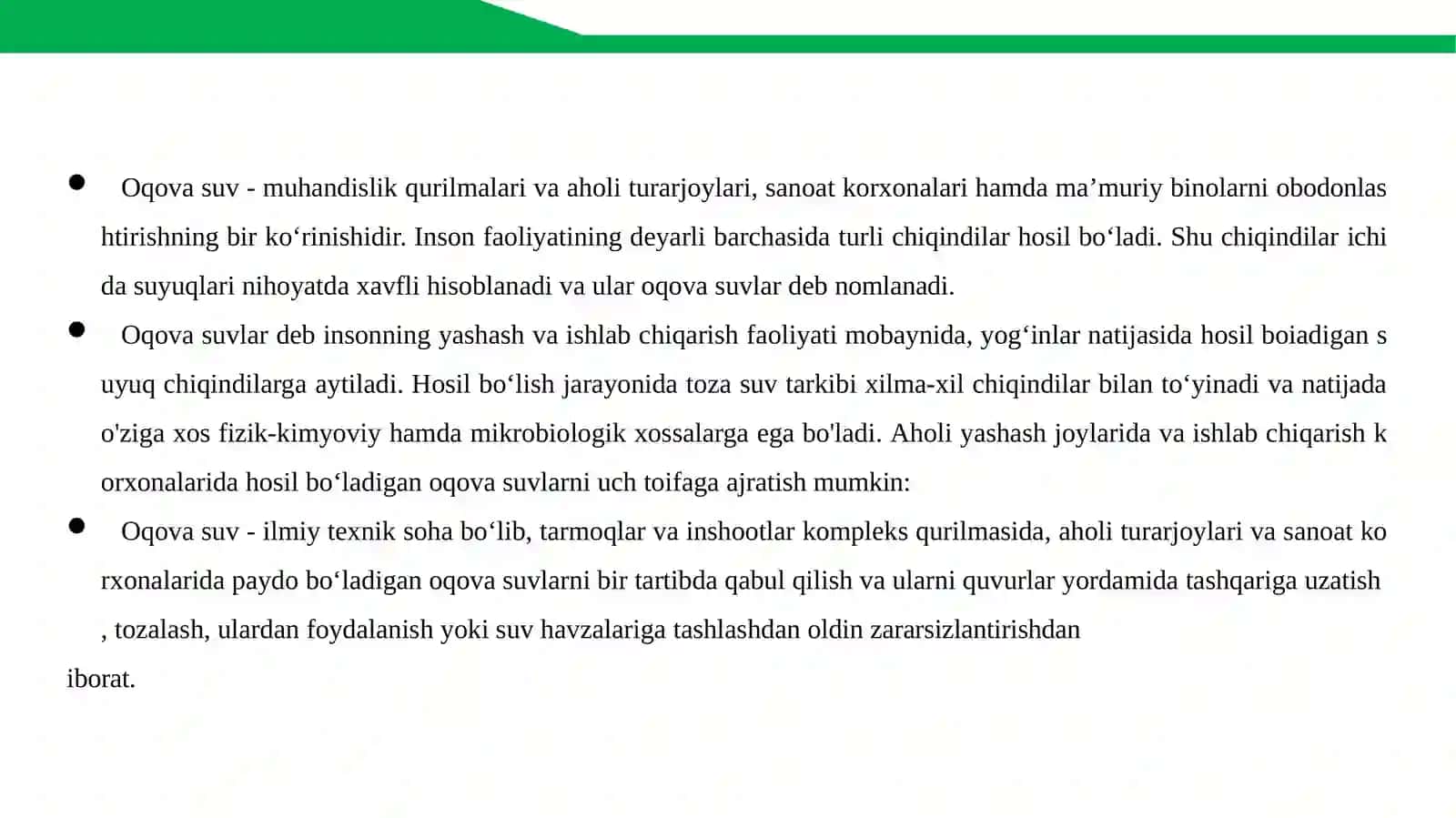 Sanoat korxonalarida suvdan foydalanish, oqova suvlarning hosil bo'lishi, 4