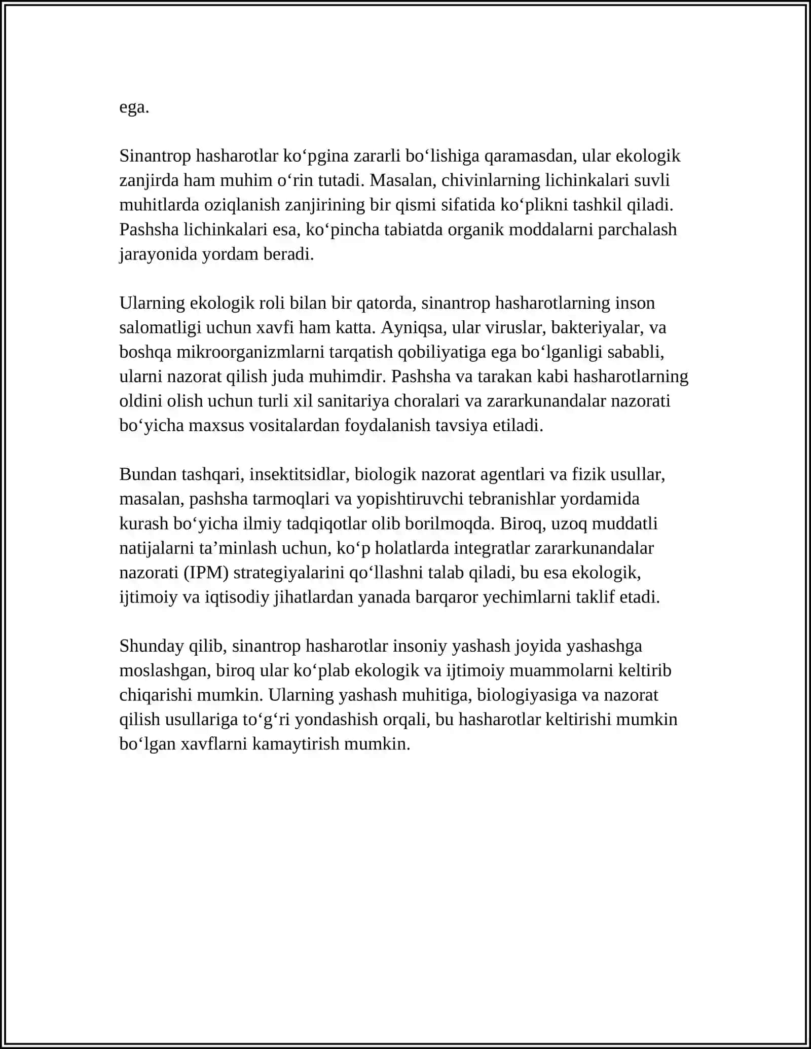 SINANTROP KO‘RINISHDAGI HASHAROTLAR, ULARNING EPIDEMIOLOGIK AHAMIYATI 4