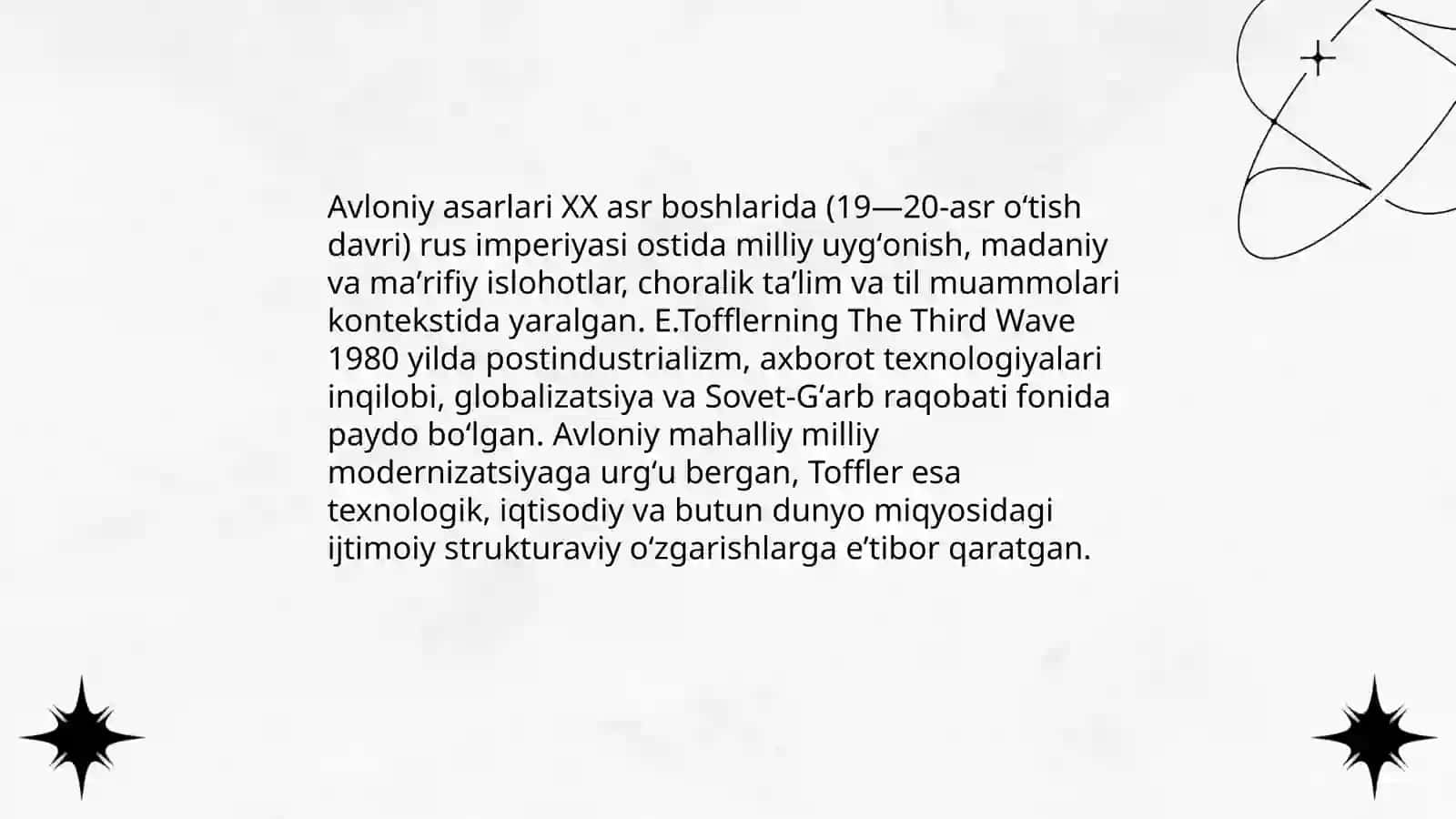 Avloniyning "Madaniyat toʻlqinlari" maqolasi va E.Tofflerning " Uchinchi toʻlqin" 4