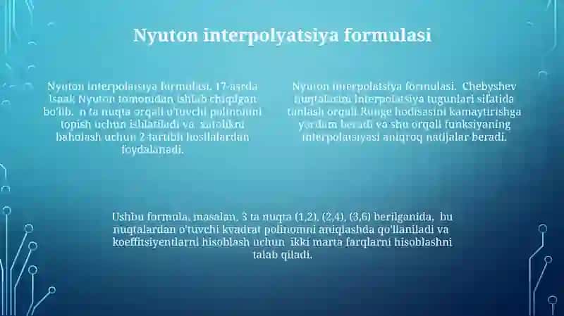 Funksiyalarni interpolyasiyalash masalasi 4