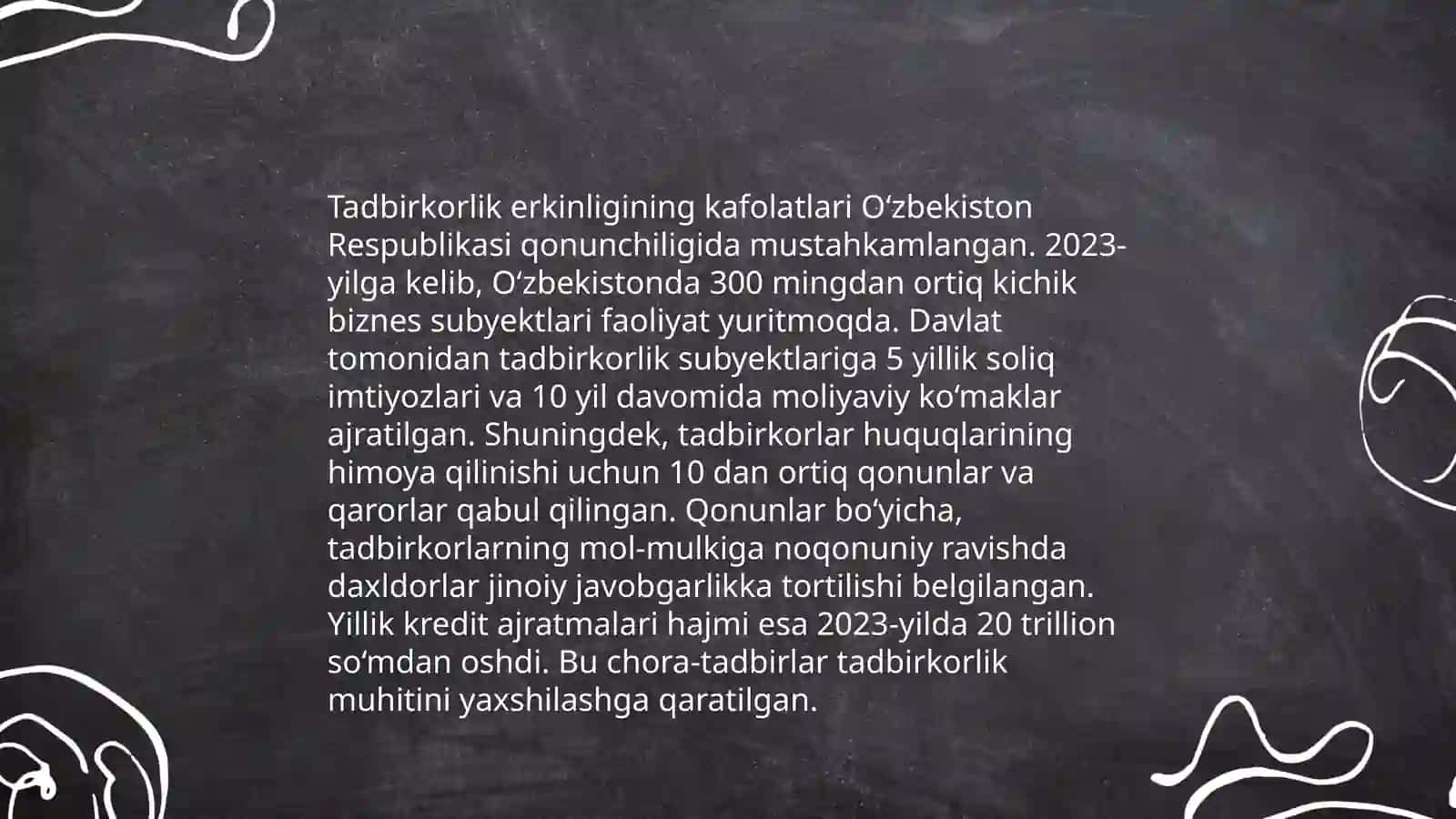Tadbirkorlik faoliyati erkingligining kafolatlari to'g'risida qonun hujjati 4