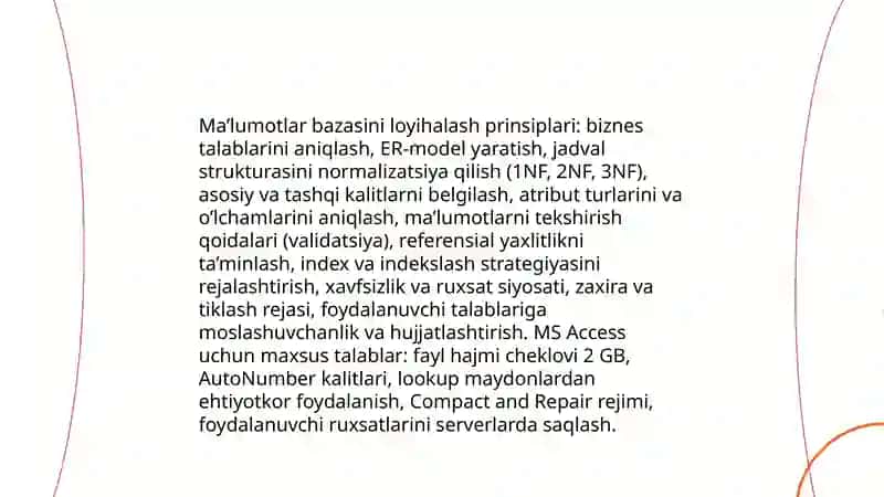 MS Access dasturida ma’lumotlar bazasini yaratish usullari va qo’llash doirasi 4