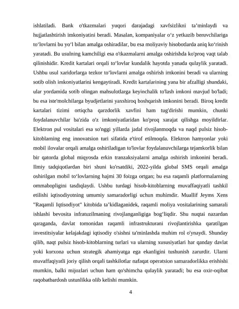 Naqt pulsiz hisob kitoblar va ularni tashkillashtirish asoslari 4