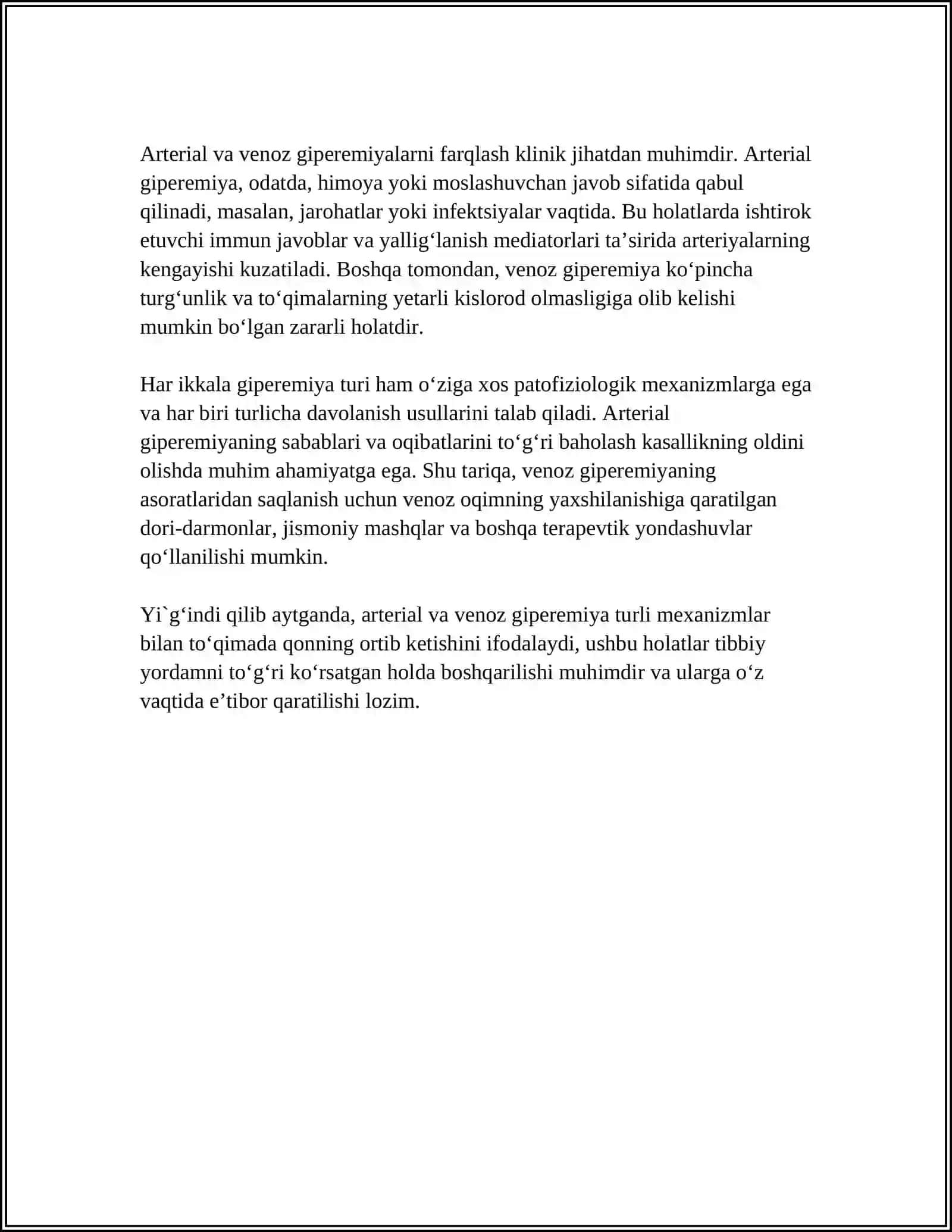 ARTERIAL VA VENOZ GIPEREMIYA BATAFSIL TUSHUNTIRIB BER 4