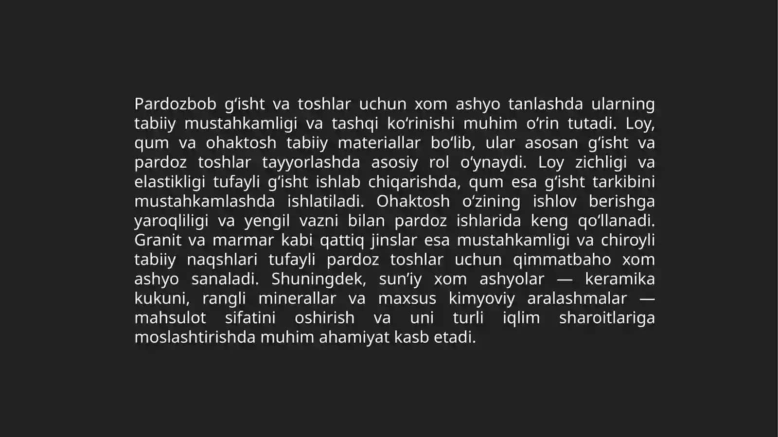 Pardozbobg’ishtvatoshlaruchunxomashyo 4