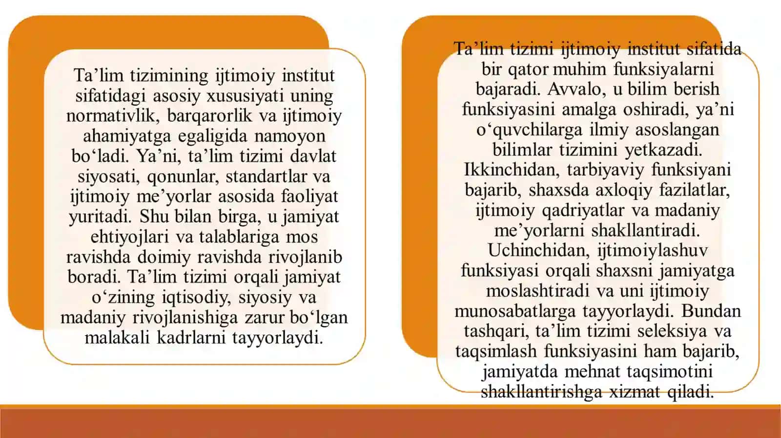 Taʼlim tizimi ijtimoiy institut sifatida va Taʼlim ijtimoiy tizim va ijtimoiy institut sifatida 4