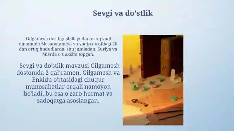 Qadimgi sharq adabiyotiga xos xususiyatlar va "Gilgamish" dostoni 4