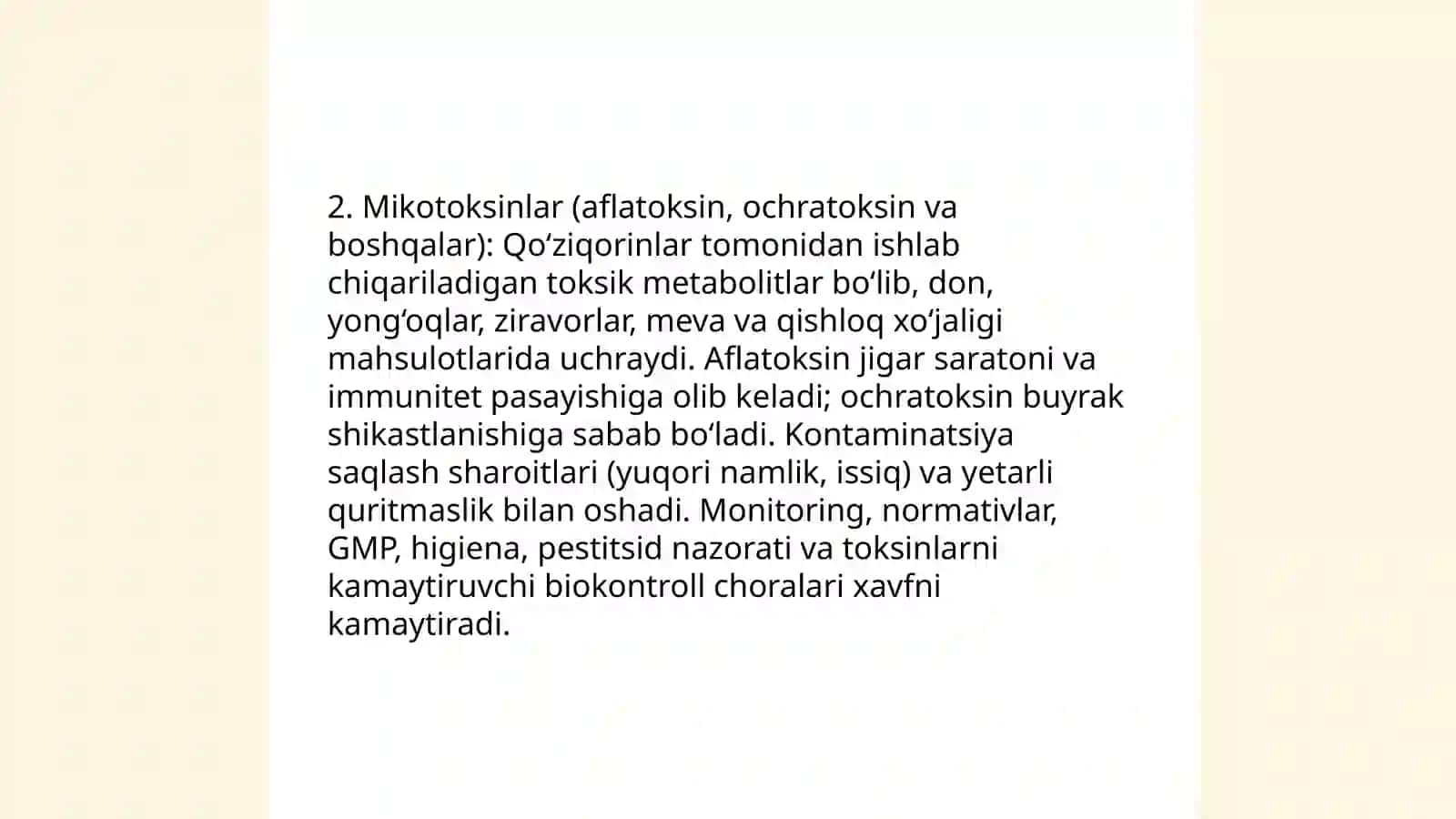 Oziq-ovqat mahsulotlarining nojo‘ya ta’sir etuvchi komponentlari 4