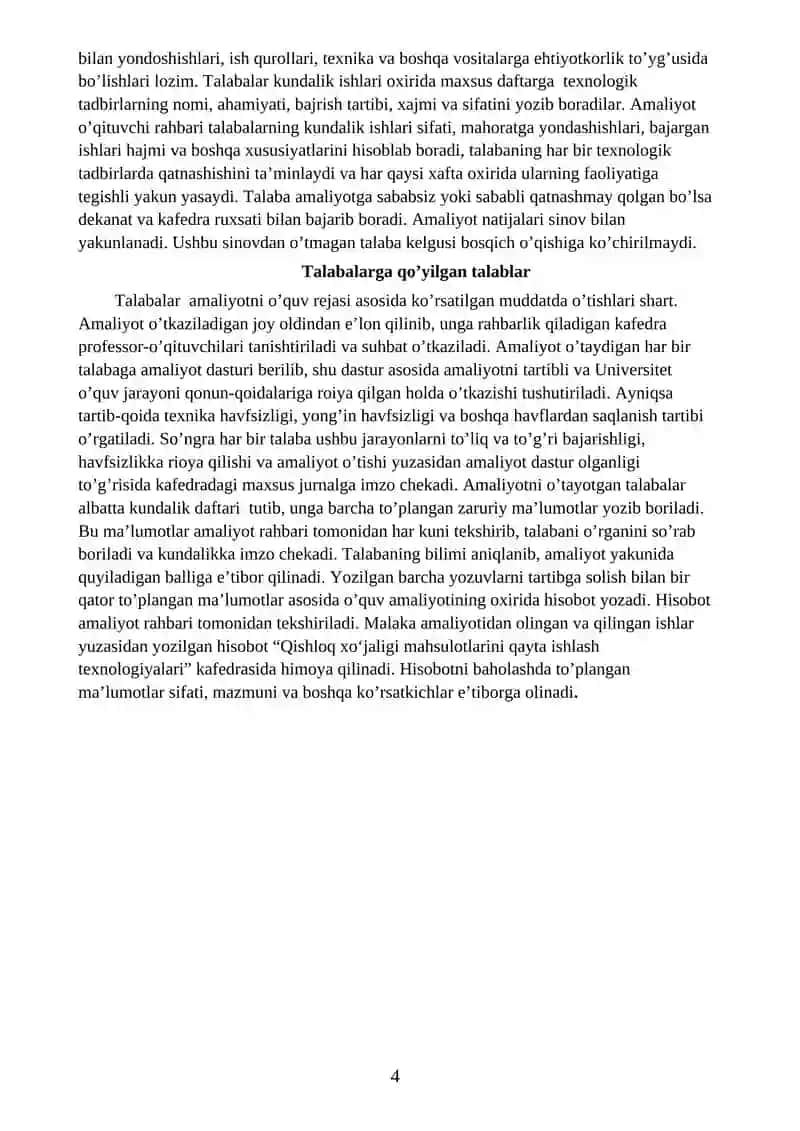 QISHLOQ XO‘JALIGI MAHSULOTLARINI QAYTA ISHLASH TEXNOLOGIYALARI 4