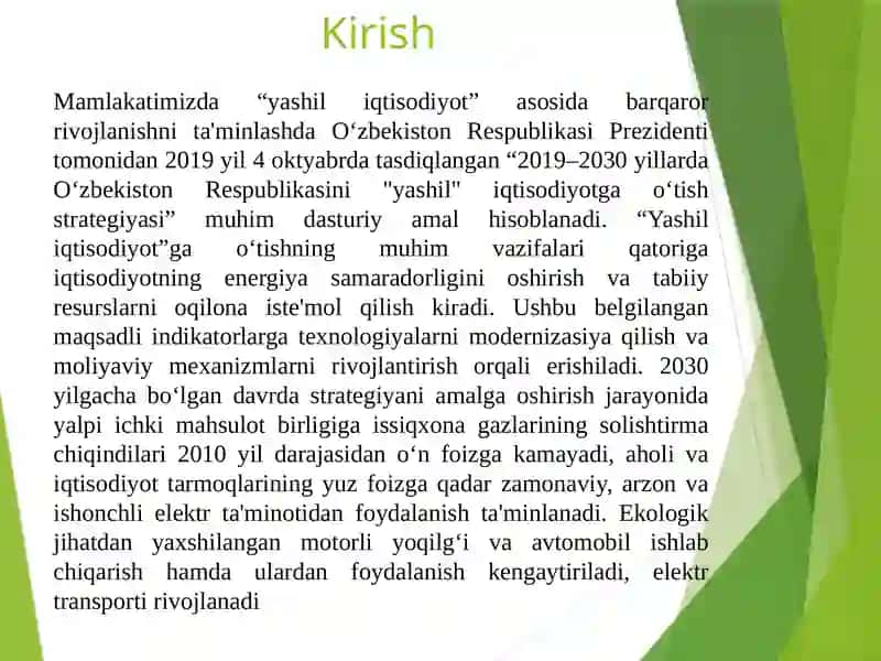 Yashil iqtisodiyotning qisqacha predmeti va mazmunlari 4