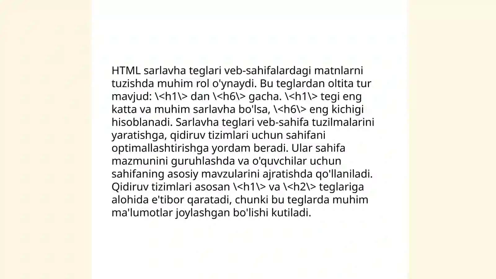 HTML teglari bilan ishlash va misollar 4