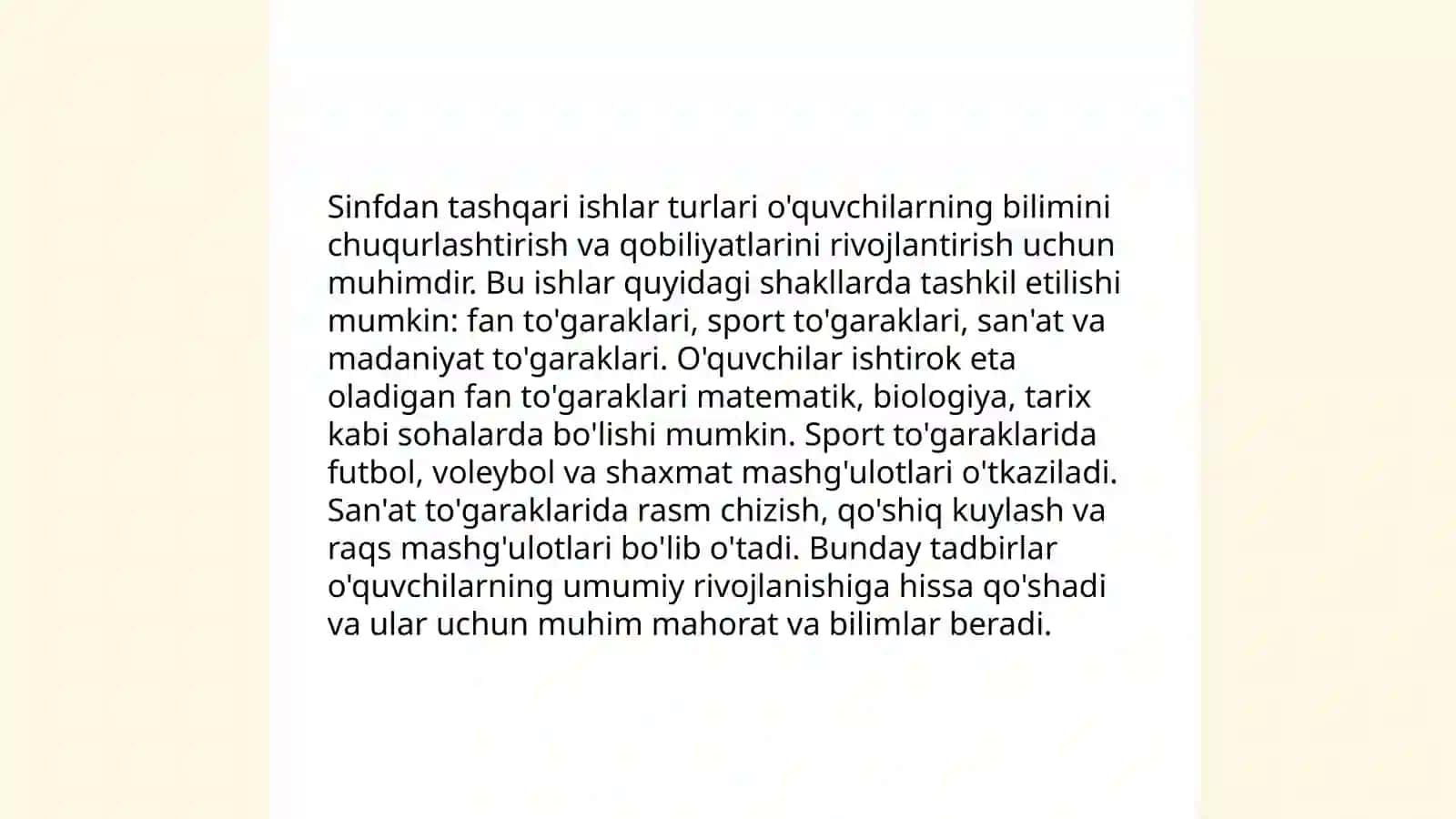 Sinfdan tashqari ishlarni tashkil etish 4
