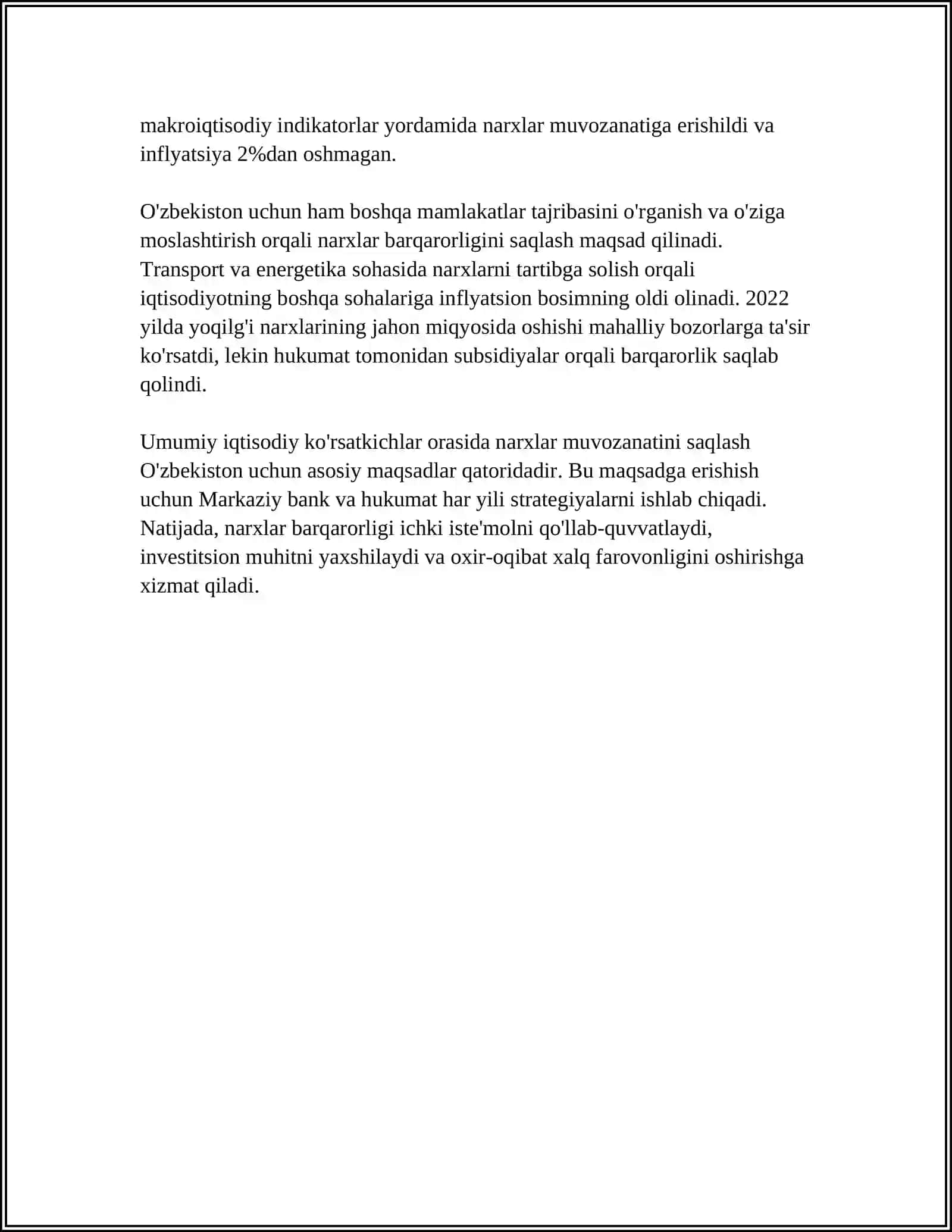 MUSTAQIL ISH Mavzu: INFLYATSIYADA KUTILAYOTGAN OQIBATLAR 4