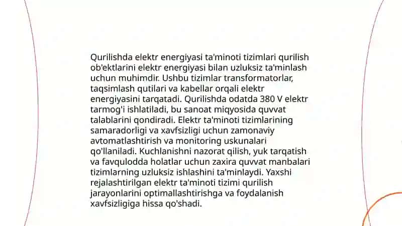 Qurilish maydonini texnik ashyo ta'minotini tashkil qilish 4